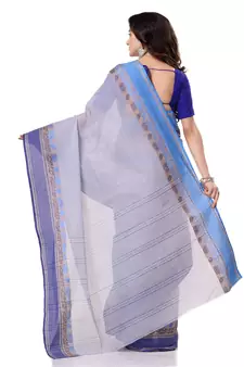 Blue Hand Woven Bengal Handloom Saree Without Blouse