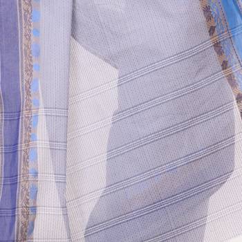 Blue Hand Woven Bengal Handloom Saree Without Blouse 4