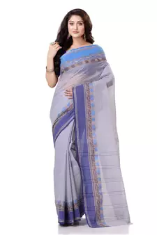 Blue Hand Woven Bengal Handloom Saree Without Blouse