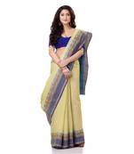 Yellow hand woven bengal handloom saree 