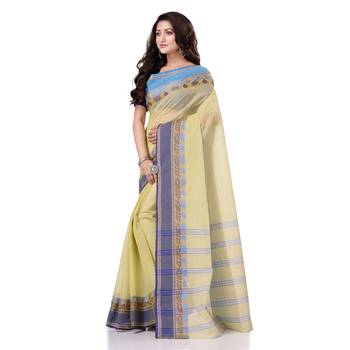 Yellow hand woven bengal handloom saree  2