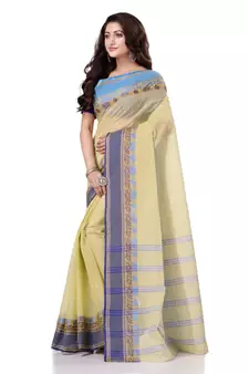 Yellow hand woven bengal handloom saree 