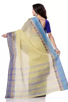 Yellow hand woven bengal handloom saree 