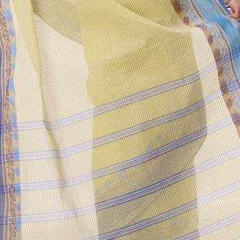 Yellow hand woven bengal handloom saree  4
