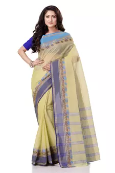 Yellow hand woven bengal handloom saree 