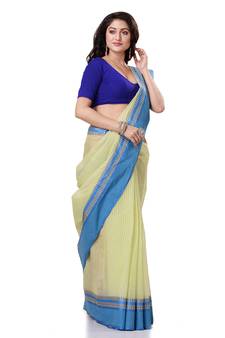 Blue Hand Woven Bengal Handloom Saree Without Blouse