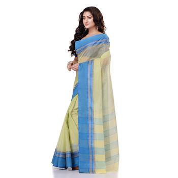 Blue Hand Woven Bengal Handloom Saree Without Blouse 2