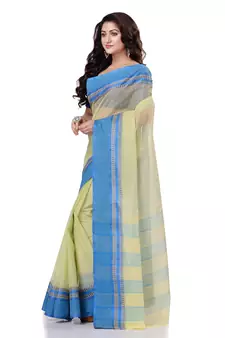 Blue Hand Woven Bengal Handloom Saree Without Blouse