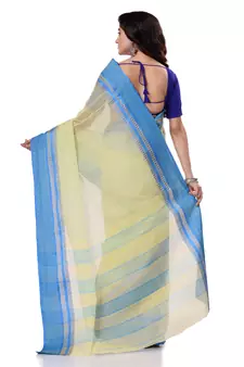 Blue Hand Woven Bengal Handloom Saree Without Blouse