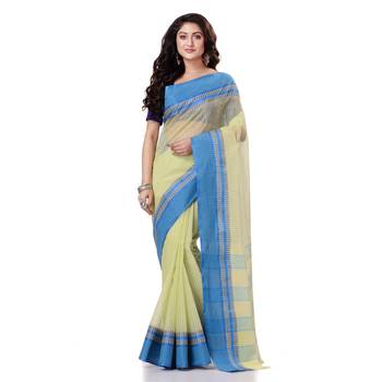 Blue Hand Woven Bengal Handloom Saree Without Blouse 5