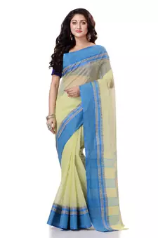 Blue Hand Woven Bengal Handloom Saree Without Blouse