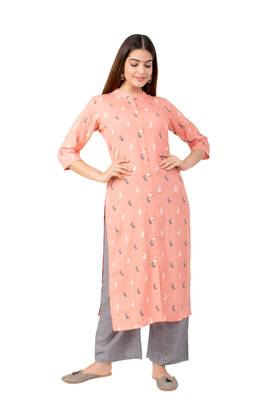 Women's Cotton Flex Animal Print Straight Kurta Palazzo Set 1