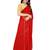 Red printed pure nazneen saree with blouse
