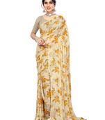 Beige printed georgette saree with blouse