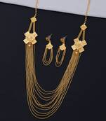 Attractive Gold Plated Designer Fancy Look  Necklace Jewellery Set For Girls Women