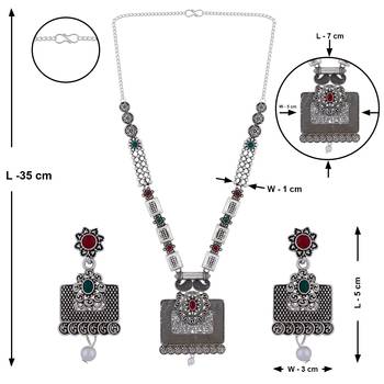 Silver Oxidised  Designer Necklace Jewellery Set For Girls Women 5