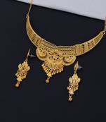 Attractive Gold Plated Traditional  Designer Necklace Jewellery Set For Girls Women