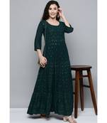 Kvsfab Women Green Embroidered Sequinned Kurta with Trousers