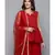 Kvsfab Women Red Embroidered Pleated Kurta with Palazzos & Dupatta
