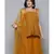 Kvsfab Women Mustard Yellow & Golden Embroidered Pleated Kurti with Palazzos & Dupatta