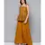 Kvsfab Women Mustard Yellow & Golden Embroidered Pleated Kurti with Palazzos & Dupatta