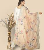 Peach Chinon Chiffon Dupatta With Embellishments And Stone Work