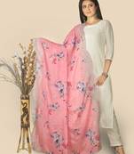 Pink Chinon Chiffon Dupatta With Embellishments And Stone Work