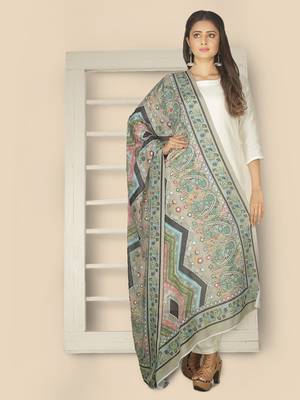 Multi Colour Tusser Silk Printed Dupatta 1