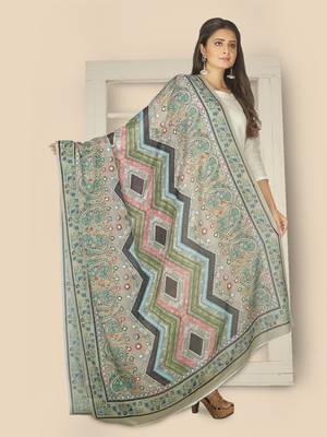 Multi Colour Tusser Silk Printed Dupatta 2