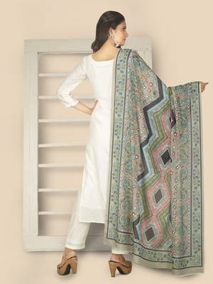 Multi Colour Tusser Silk Printed Dupatta 3