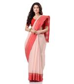 White Hand Woven Bengal Handloom Saree Without Blouse