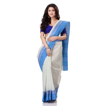 White hand woven bengal handloom saree  1