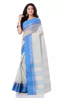 White hand woven bengal handloom saree 