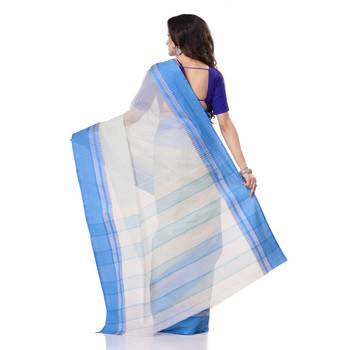 White hand woven bengal handloom saree  3
