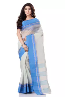 White hand woven bengal handloom saree 