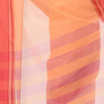 Orange Hand Woven Bengal Handloom Saree Without Blouse 4