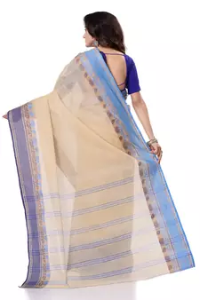 White Hand Woven Bengal Handloom Saree Without Blouse