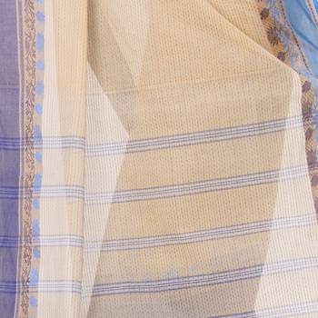 White Hand Woven Bengal Handloom Saree Without Blouse 4