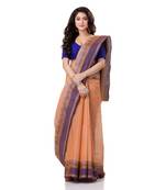Orange Hand Woven Bengal Handloom Saree Without Blouse
