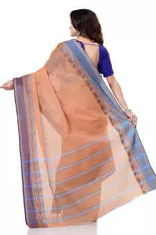 Orange Hand Woven Bengal Handloom Saree Without Blouse