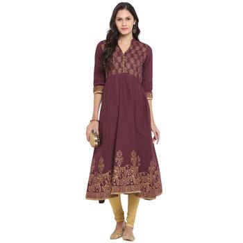 Purple printed cotton cotton-kurtis 1
