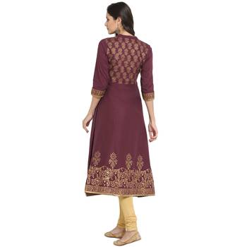 Purple printed cotton cotton-kurtis 2