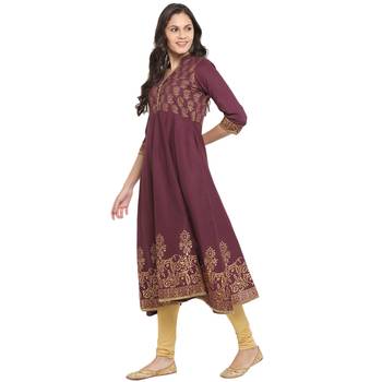 Purple printed cotton cotton-kurtis 3