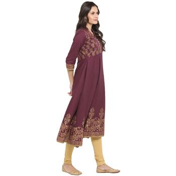 Purple printed cotton cotton-kurtis 4