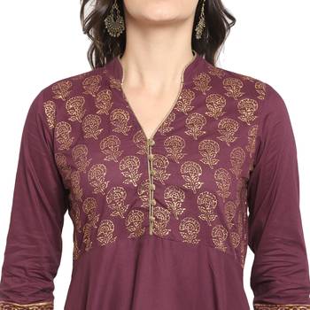 Purple printed cotton cotton-kurtis 5
