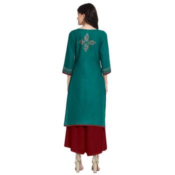 Teal printed cotton cotton-kurtis 2