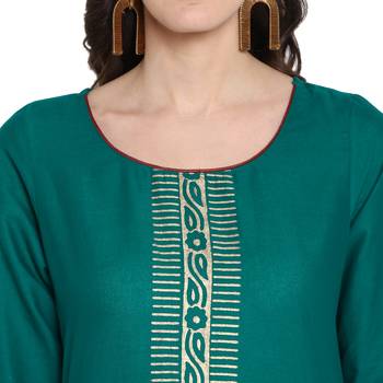Teal printed cotton cotton-kurtis 5