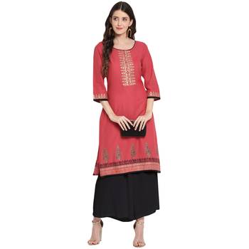 Pink printed cotton cotton-kurtis 2