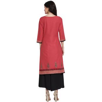 Pink printed cotton cotton-kurtis 3