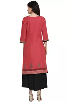 Pink printed cotton cotton-kurtis
